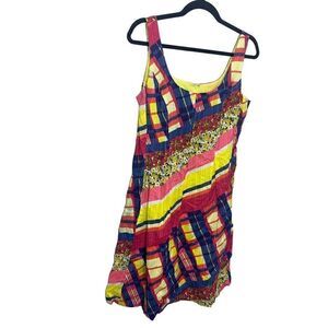 Nine West Size 8 Patchwork Design Multicolor Sleeveless Dress. (m1) Y2K